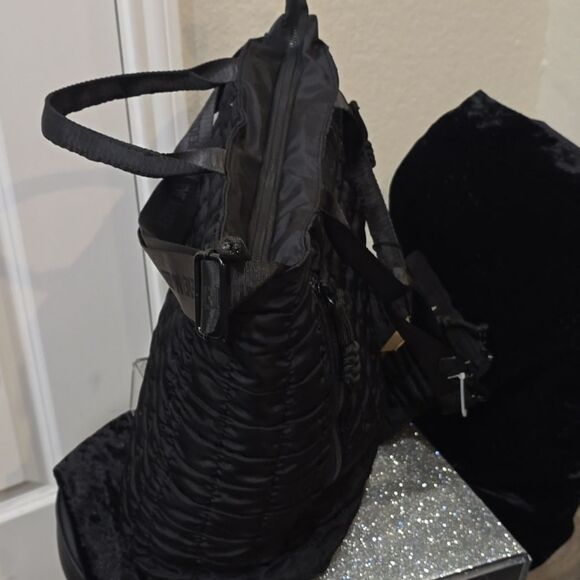 Steve Madden Quilted Convertible Backpack to Tote Bag- Black main image 7